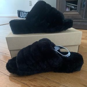 Womens UGG® Fluff Yeah Slide Sandal - Black